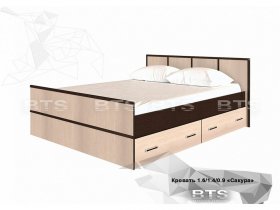 Кровать двуспальная с ящиками 1,4м Сакура (BTS) в Татарске - tatarsk.mebel-nsk.ru | фото