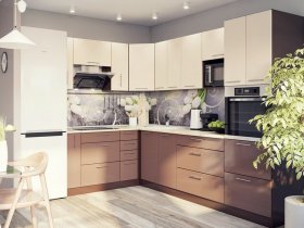 Модульная кухня Классика (ваниль/шоколад) в Татарске - tatarsk.mebel-nsk.ru | фото