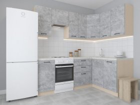 Модульная угловая кухня 1,4м*2,1м Лада (цемент) в Татарске - tatarsk.mebel-nsk.ru | фото