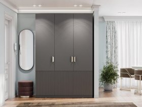 Шкаф трехстворчатый Эккервуд (Нью) (графит) в Татарске - tatarsk.mebel-nsk.ru | фото