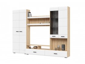 Стенка ГС-01 Либерти (дуб сонома/белый глянец) в Татарске - tatarsk.mebel-nsk.ru | фото